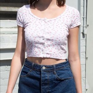 White Brandy Melville top pink floral print